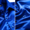 ZELQUAR™ Satin Shirt for Men, Royal Blue, Premium Smooth Fabric, Regular Fit, Long Sleeve, Party and Casual Wear