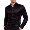 ZELQUAR™ Men's Satin Shirt, Black, Long Sleeve, Regular Fit, Premium Smooth Fabric for Party and Casual Wear