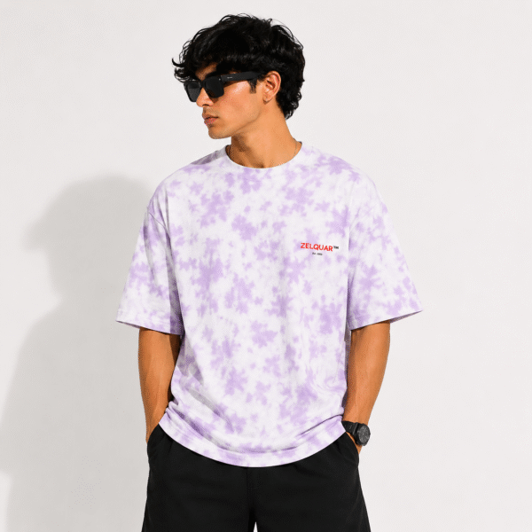 ZELQUAR™ Premium Embroidered Tie-Dye Oversized T-Shirt | 260 GSM Heavyweight Cotton Blend |