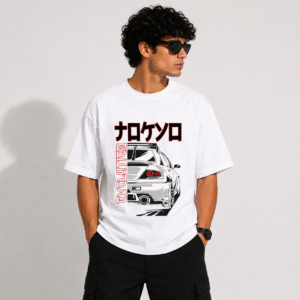 ZELQUAR™ Men's 240 GSM Oversized JDM Skyline Graphic T-Shirt | Premium Heavyweight Cotton