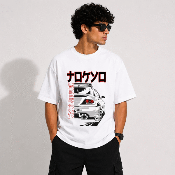 ZELQUAR™ Men's 240 GSM Oversized JDM Skyline Graphic T-Shirt | Premium Heavyweight Cotton