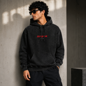 ZELQUAR™ Premium Acid Washed Hoodie | 320 GSM Heavyweight Cotton | Men's Streetwear Hoodie