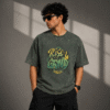 ZELQUAR™  Men's 240 GSM Acid Wash Oversized "Rise & Grind" Graphic T-Shirt | Premium Heavyweight Cotton