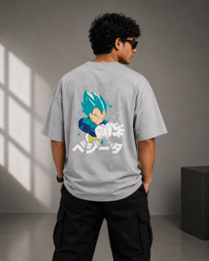 ZELQUAR™ Dragon Ball Vegeta Oversized T-Shirt | 240 GSM Premium Cotton | Men's Oversized Classic T-Shirt