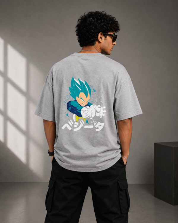 ZELQUAR™ Dragon Ball Vegeta Oversized T-Shirt | 240 GSM Premium Cotton | Men's Oversized Classic T-Shirt