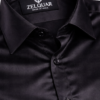 ZELQUAR™ Men's Satin Shirt, Black, Long Sleeve, Regular Fit, Premium Smooth Fabric for Party and Casual Wear