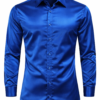 ZELQUAR™ Satin Shirt for Men, Royal Blue, Premium Smooth Fabric, Regular Fit, Long Sleeve, Party and Casual Wear