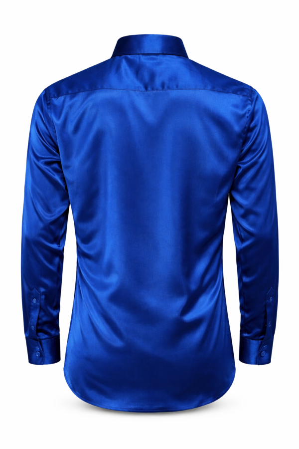 ZELQUAR™ Satin Shirt for Men, Royal Blue, Premium Smooth Fabric, Regular Fit, Long Sleeve, Party and Casual Wear