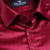 ZELQUAR™ Satin Shirt for Men, Premium Smooth Fabric, Regular Fit, Burgundy Red, Long Sleeve, Party and Casual Wear
