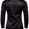 ZELQUAR™ Men's Satin Shirt, Black, Long Sleeve, Regular Fit, Premium Smooth Fabric for Party and Casual Wear