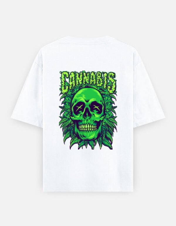 ZELQUAR Men's 240 GSM Oversized Cannabis Skull Graphic T-Shirt | Premium Heavyweight Cotton
