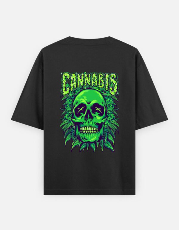 ZELQUAR Men's 240 GSM Oversized Cannabis Skull Graphic T-Shirt | Premium Heavyweight Cotton