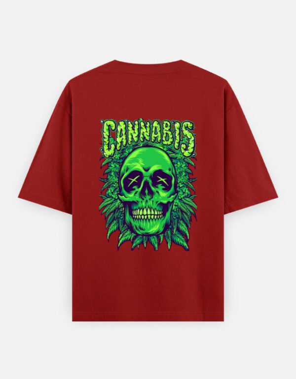 ZELQUAR Men's 240 GSM Oversized Cannabis Skull Graphic T-Shirt | Premium Heavyweight Cotton