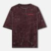 ZELQUAR™  Men's Maroon Embroidery 240 GSM heavyweight Acid Washed Oversized Tee