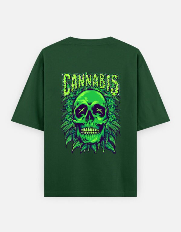 ZELQUAR Men's 240 GSM Oversized Cannabis Skull Graphic T-Shirt | Premium Heavyweight Cotton