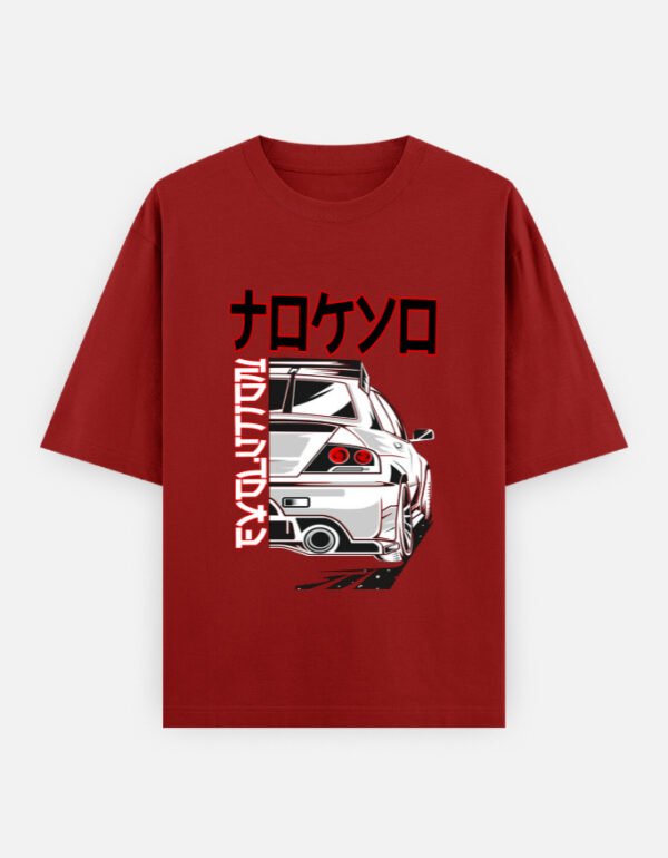 ZELQUAR™ Men's 240 GSM Oversized JDM Skyline Graphic T-Shirt | Premium Heavyweight Cotton