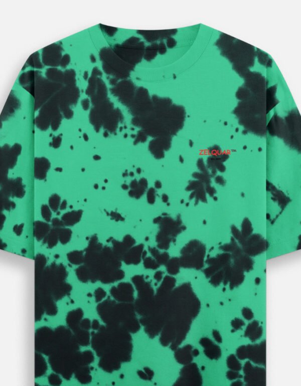 ZELQUAR™ Premium 260 GSM heavyweight  Embroidered Tie-Dye Oversized T-Shirt.