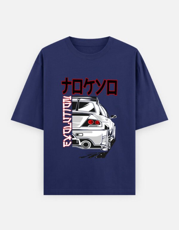 ZELQUAR™ Men's 240 GSM Oversized JDM Skyline Graphic T-Shirt | Premium Heavyweight Cotton