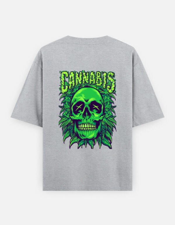 ZELQUAR Men's 240 GSM Oversized Cannabis Skull Graphic T-Shirt | Premium Heavyweight Cotton