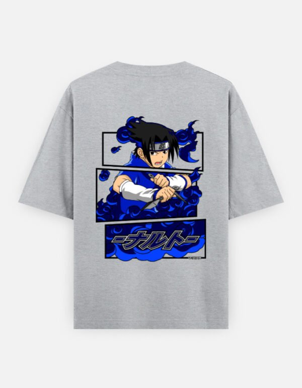 ZELQUAR™ Men's 240 GSM Oversized Blue Anime Graphic T-Shirt | Premium Heavyweight Cotton