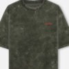 ZELQUAR™ Men's Olive green 240 GSM heavyweight Acid Washed Oversized Tee