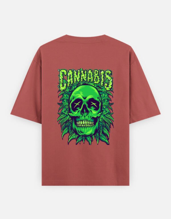 ZELQUAR Men's 240 GSM Oversized Cannabis Skull Graphic T-Shirt | Premium Heavyweight Cotton